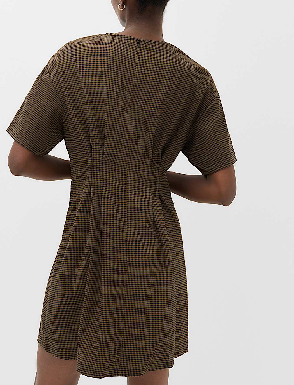 Checked Mini Waisted Dress