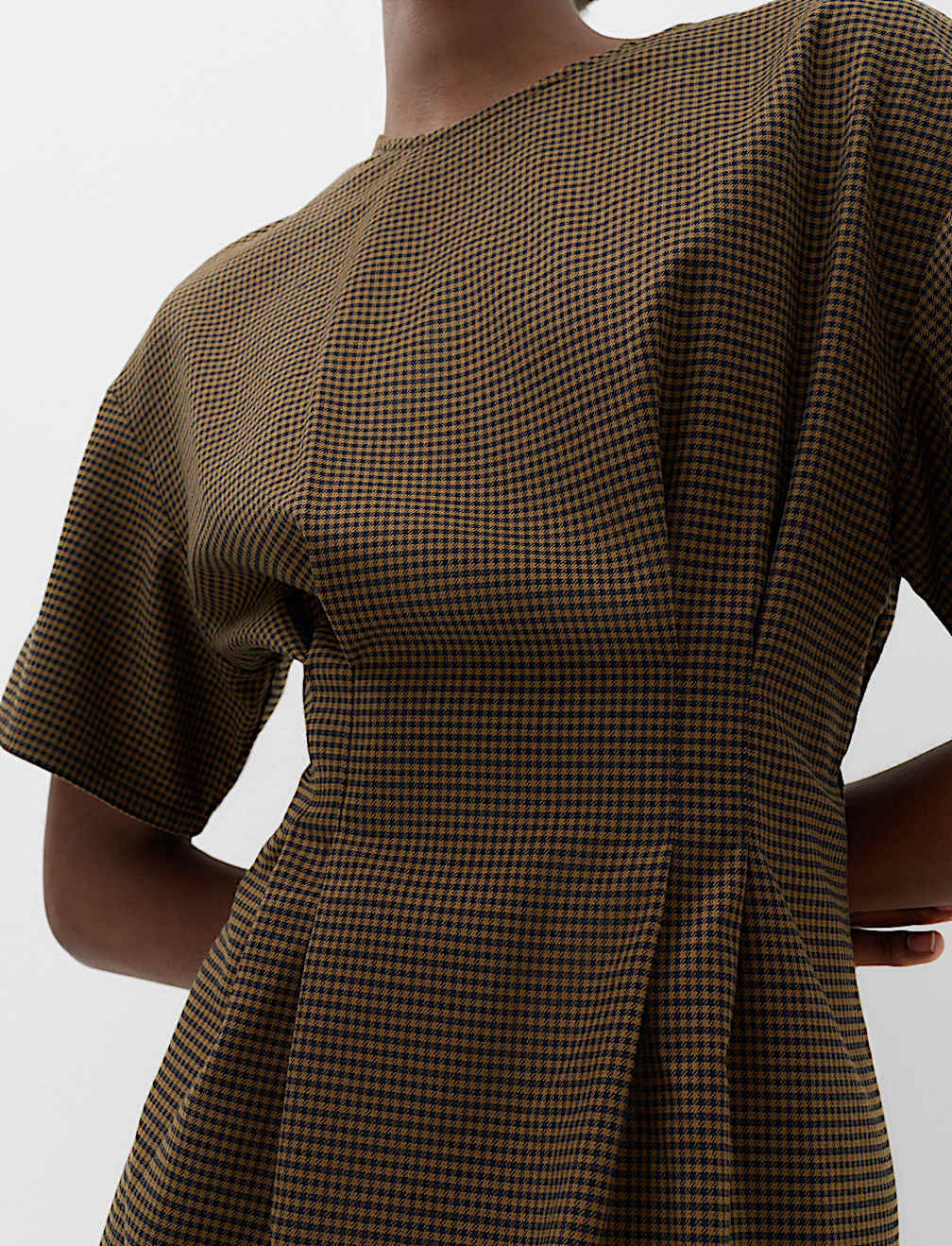 Checked Mini Waisted Dress