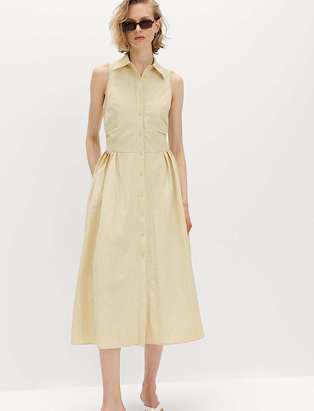 Button Through Midi Shirt Dress
