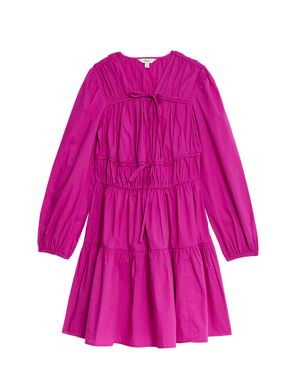 Pure Cotton V-Neck Mini Waisted Dress