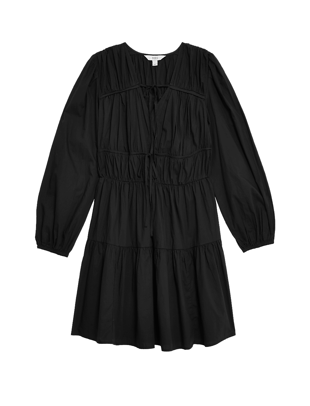 Pure Cotton V-Neck Mini Waisted Dress
