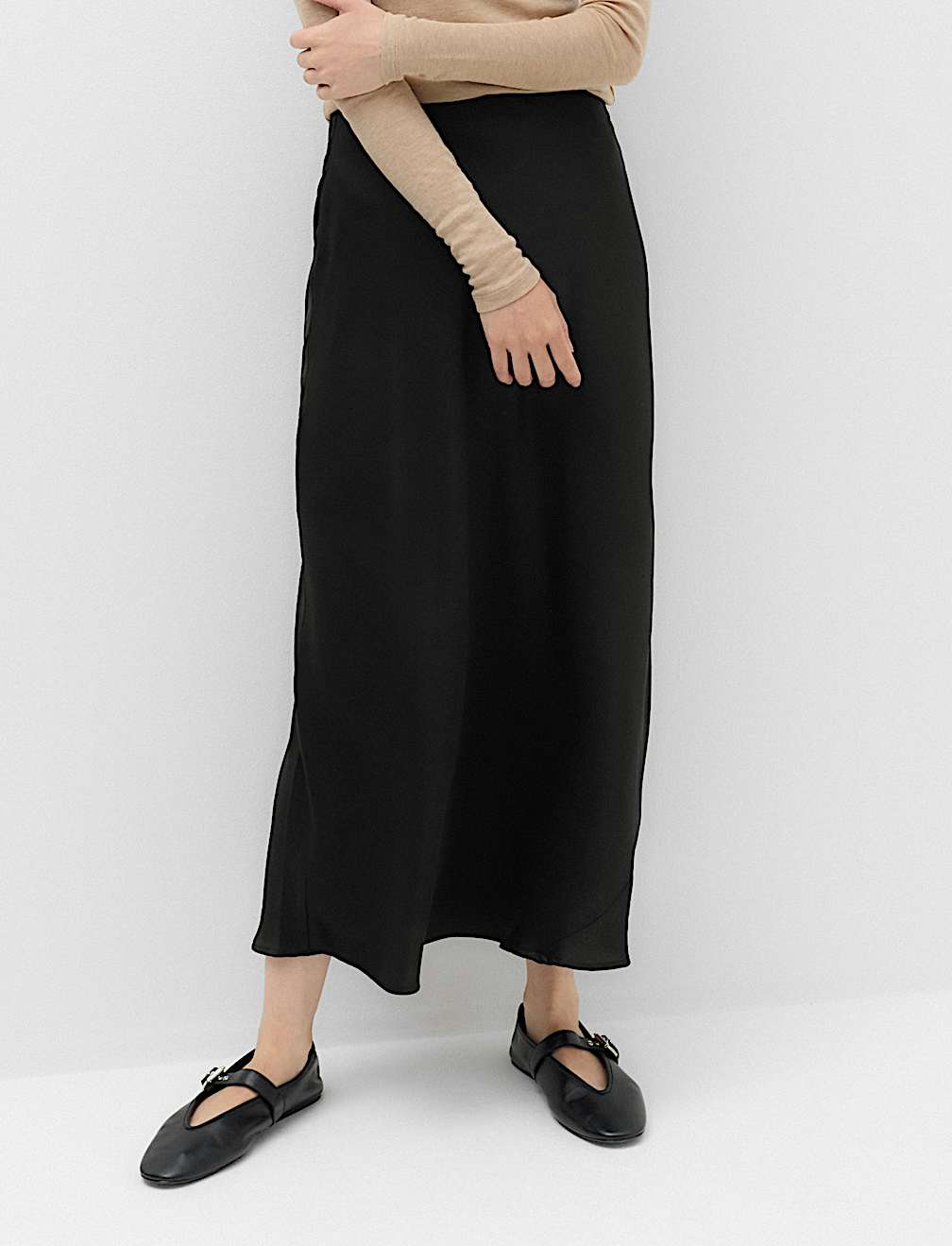 Satin Midi Slip Skirt