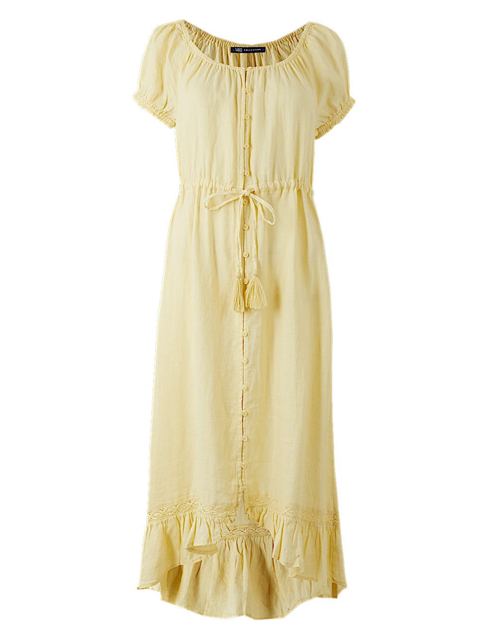 Pure Linen Waisted Midi Dress