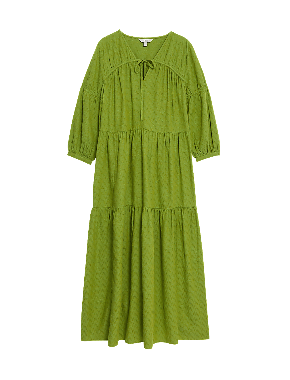 Cotton Rich V-Neck Midaxi Relaxed Dress