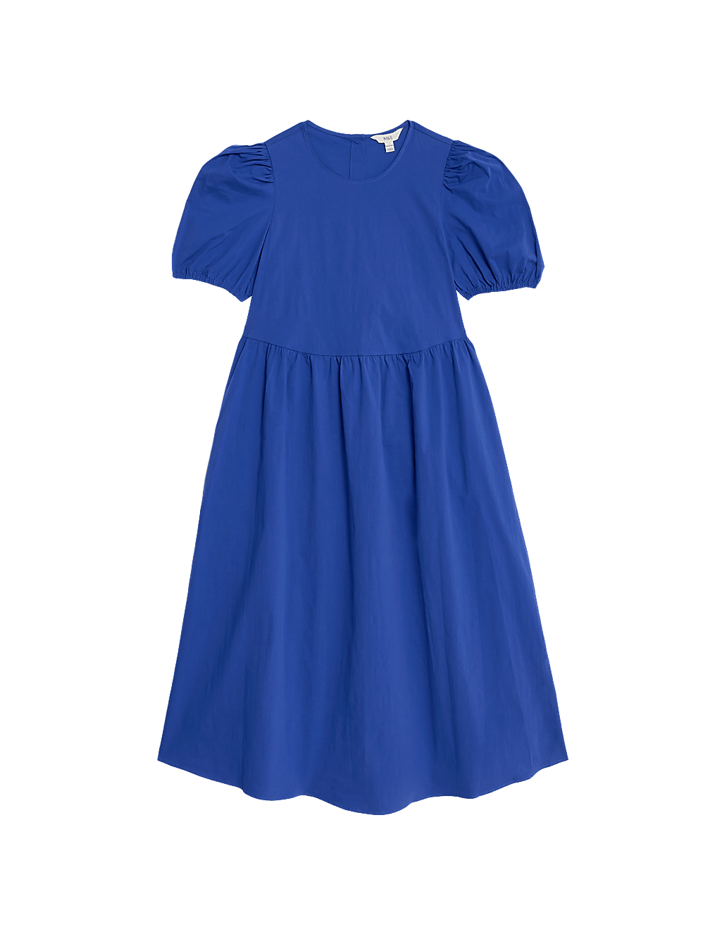 Cotton Rich Puff Sleeve Midi Column Dress