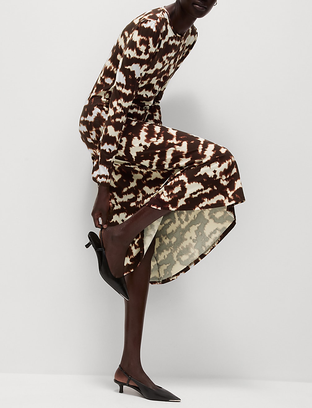 Jersey Printed Midi Column Dress