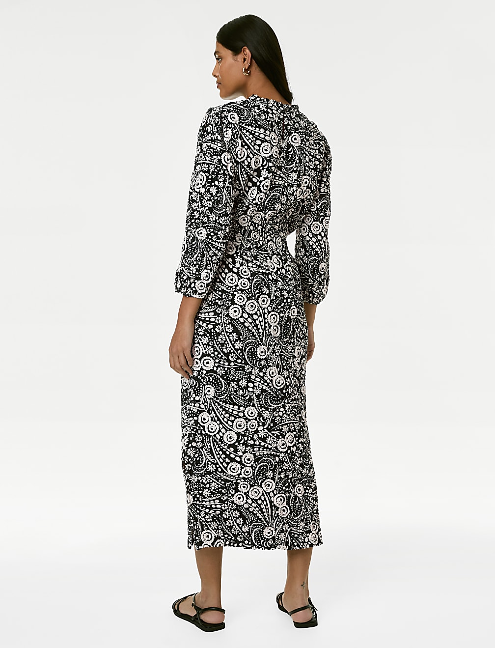 Cotton Rich Printed Midi Column Dress
