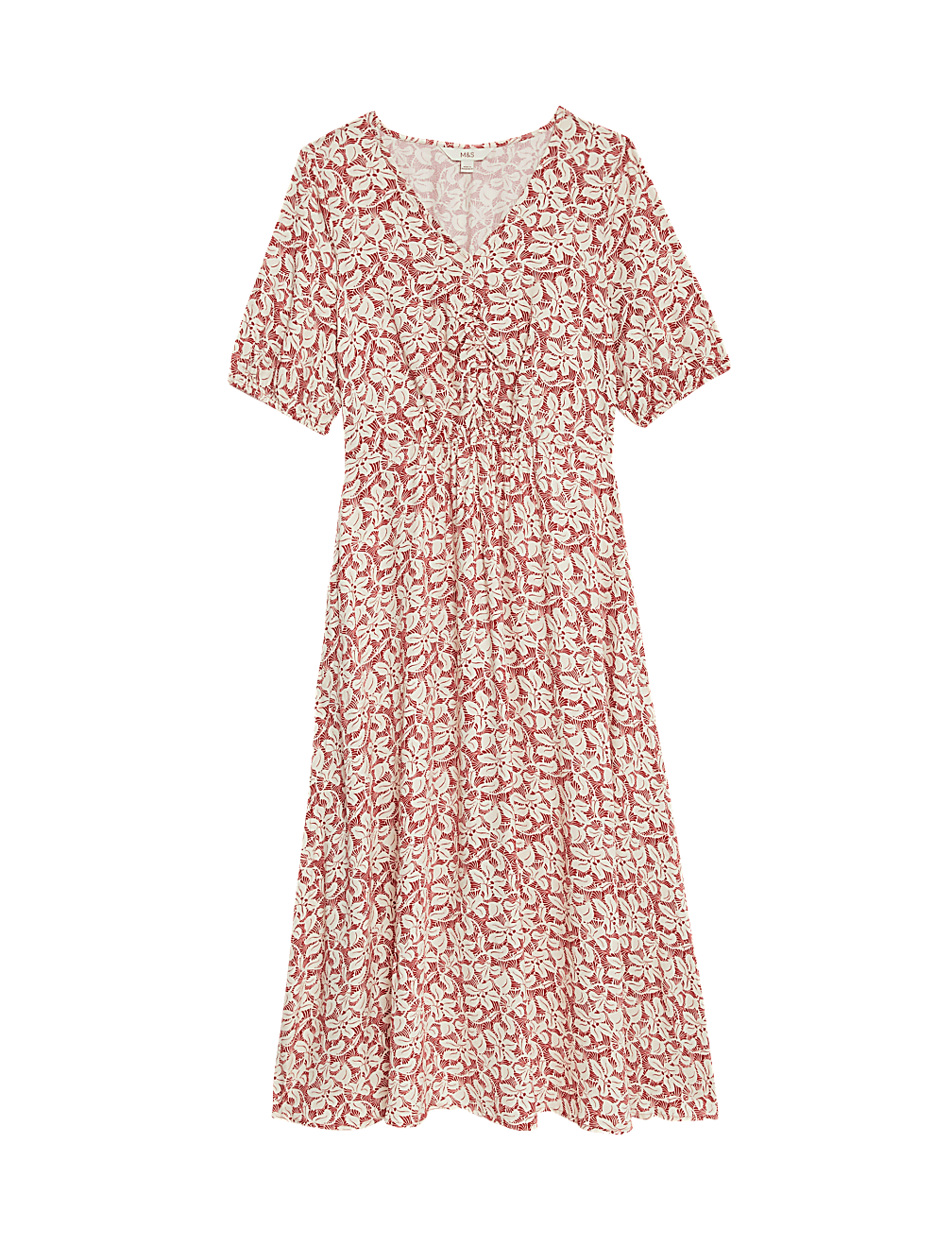 Buy Printed V-Neck Midi Waisted Dress at Marks & Spencer
