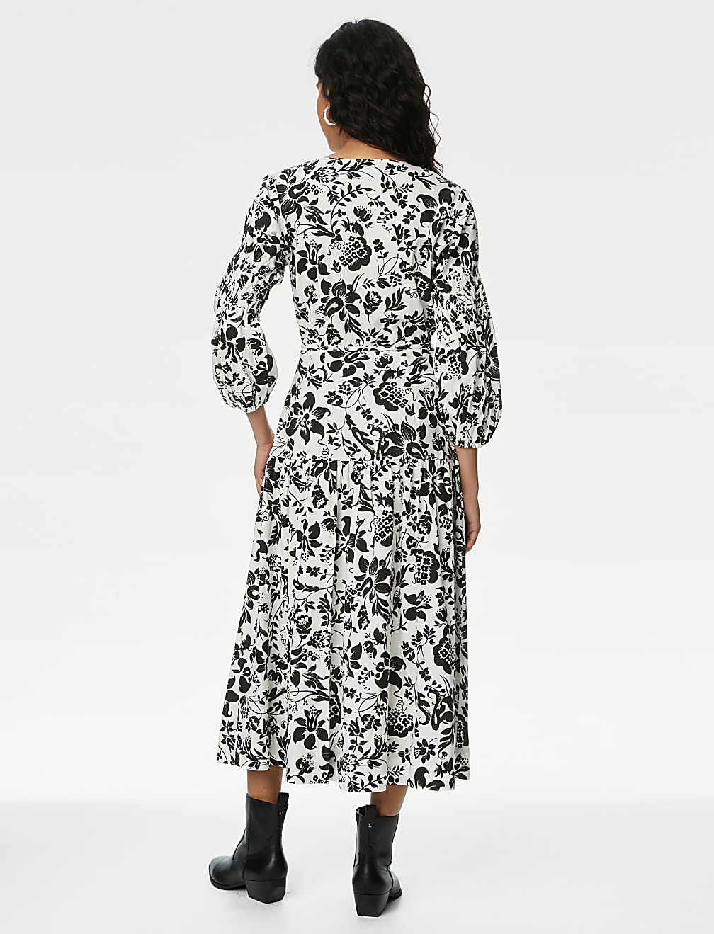 Floral V-Neck Midi Tiered Dress