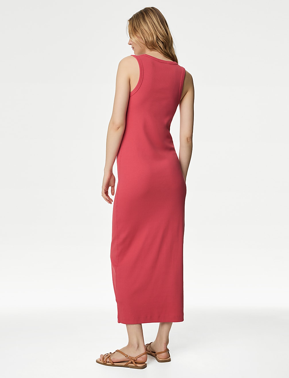 Cotton Rich Ribbed Midi Bodycon Dress