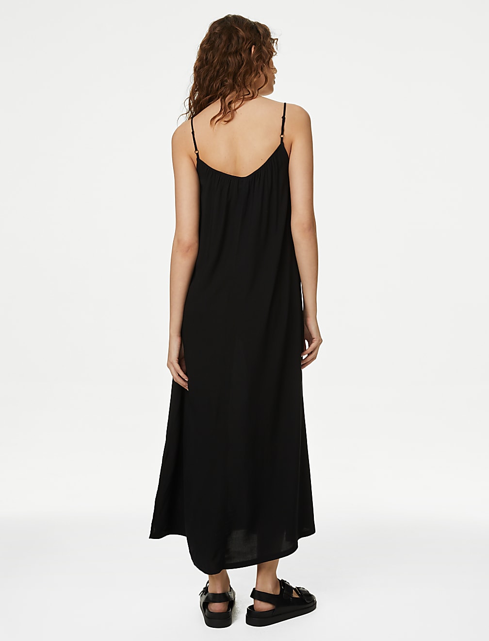 Square Neck Strappy Midi Cami Slip Dress
