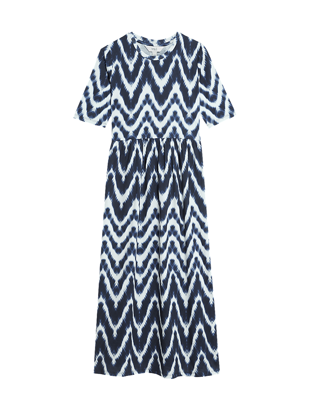 Pure Cotton Geometric Midi Waisted Dress