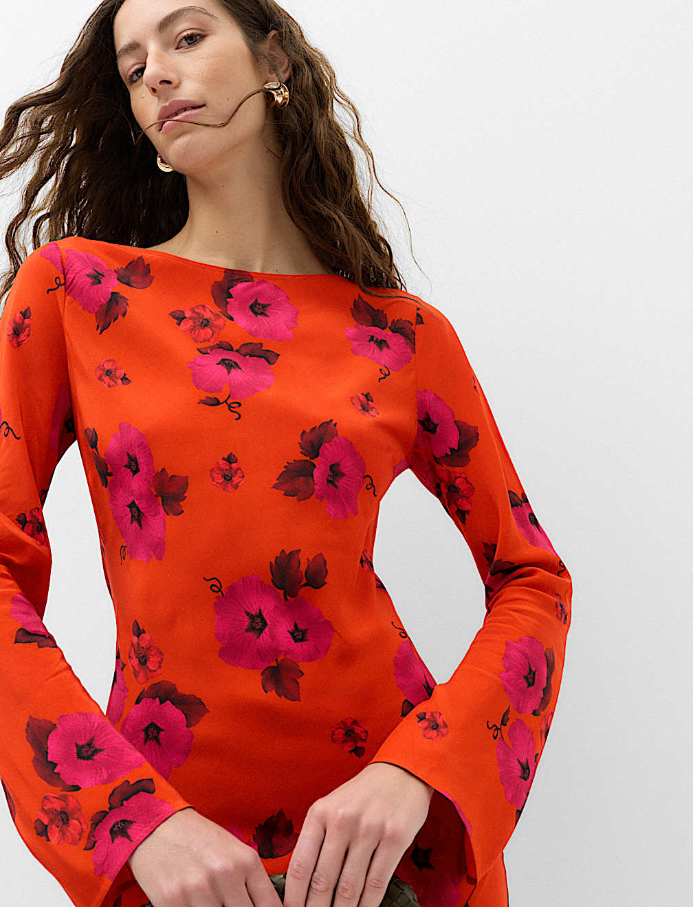 Floral Round Neck Midaxi Column Dress