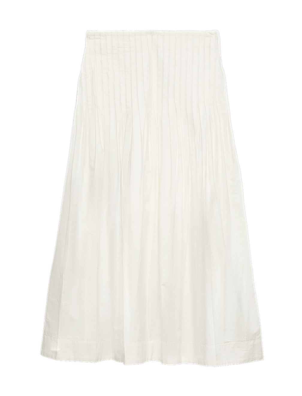 Pure Cotton Pleated Midi A-Line Skirt