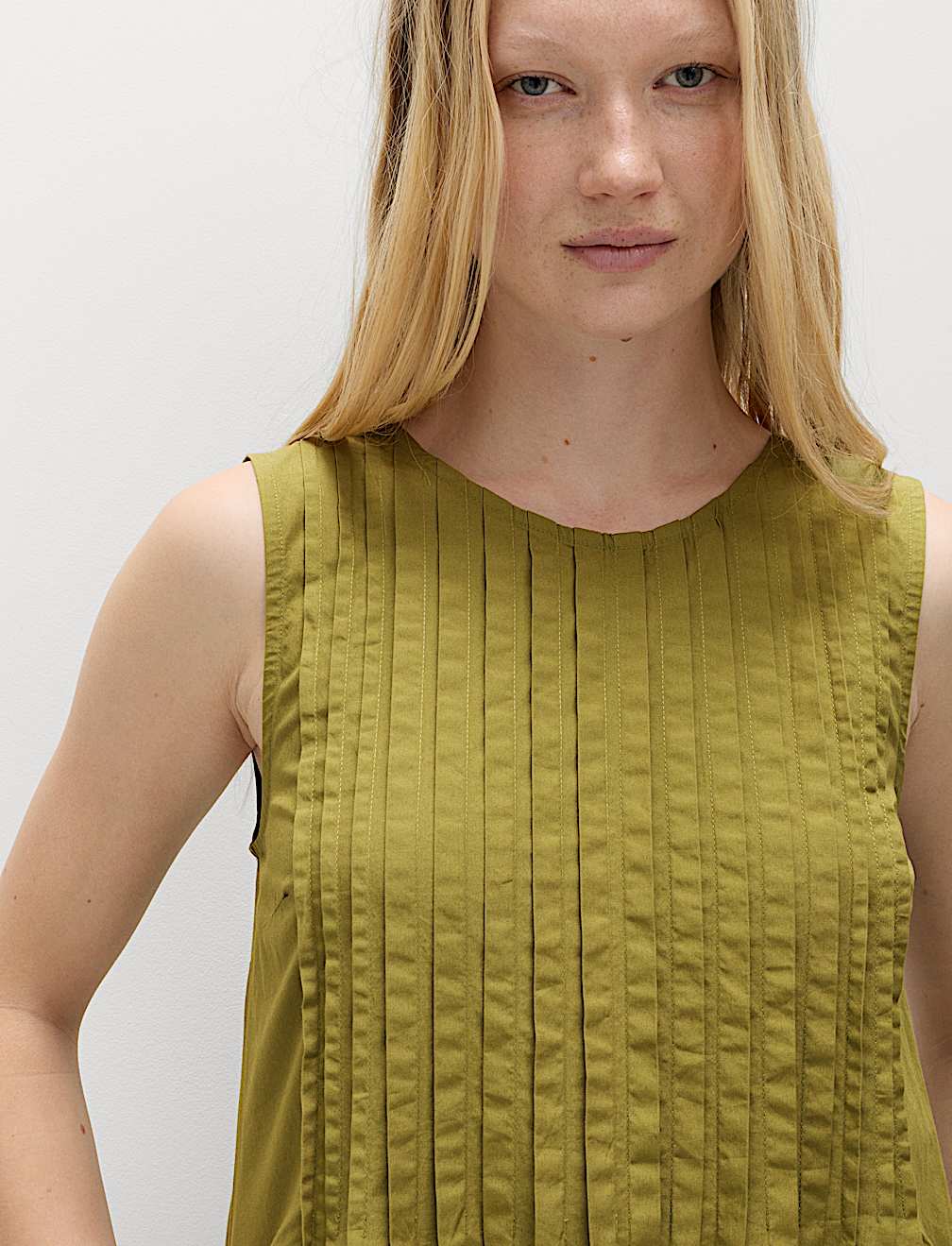 Pure Cotton Pintuck Midi Relaxed Dress