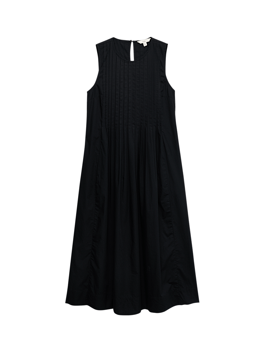 Pure Cotton Pintuck Midi Relaxed Dress