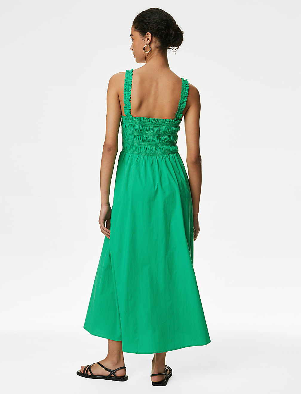 Buy Pure Cotton Square Neck Midi Shirred Dress at Marks & Spencer