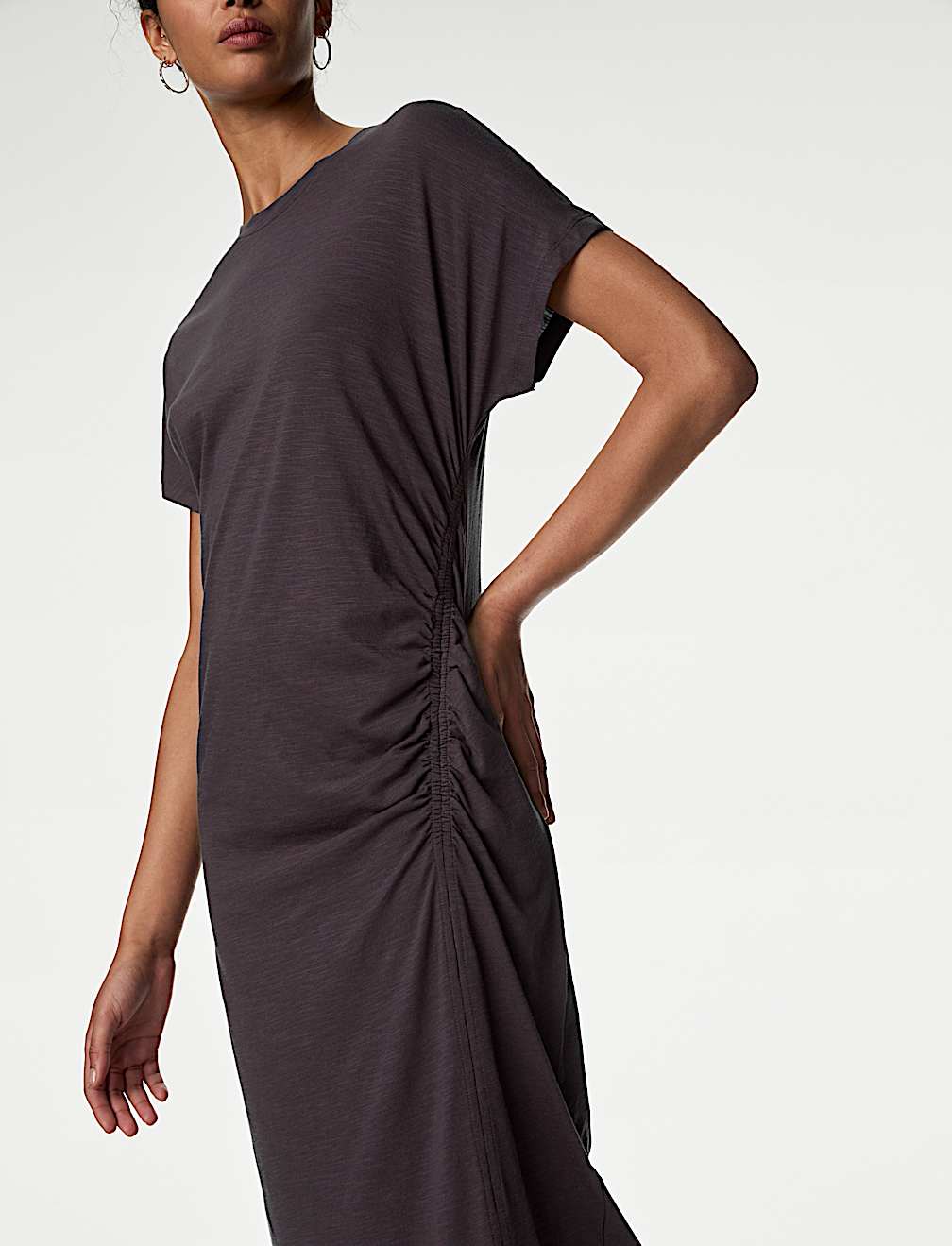 Jersey Ruched Midi Column Dress