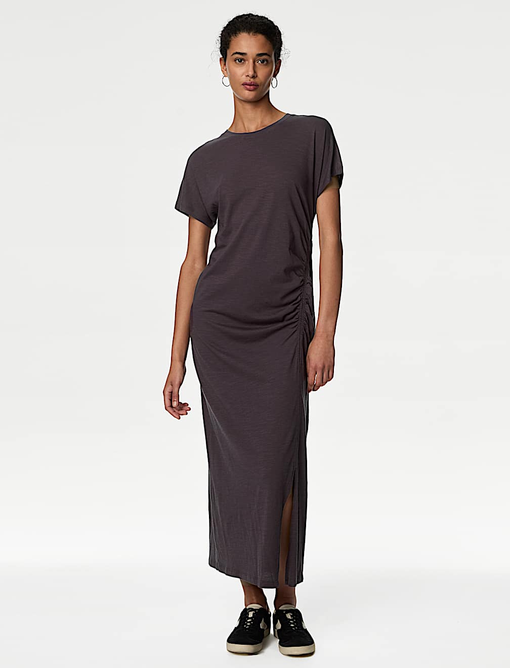 Jersey Ruched Midi Column Dress