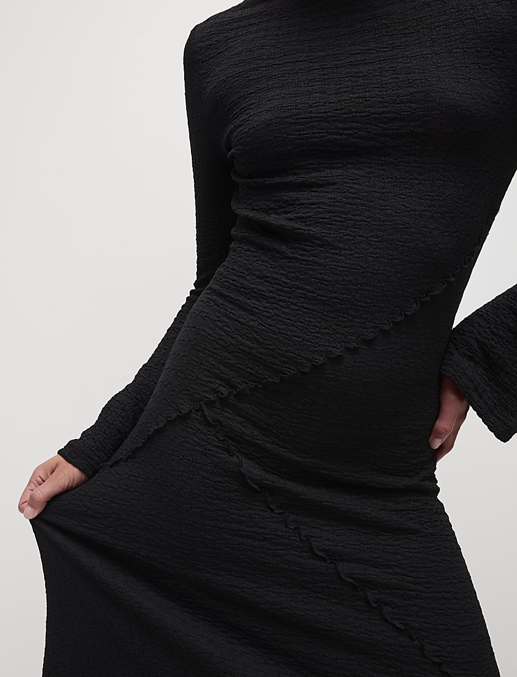 Jersey Textured Midaxi Relaxed Skater Dress