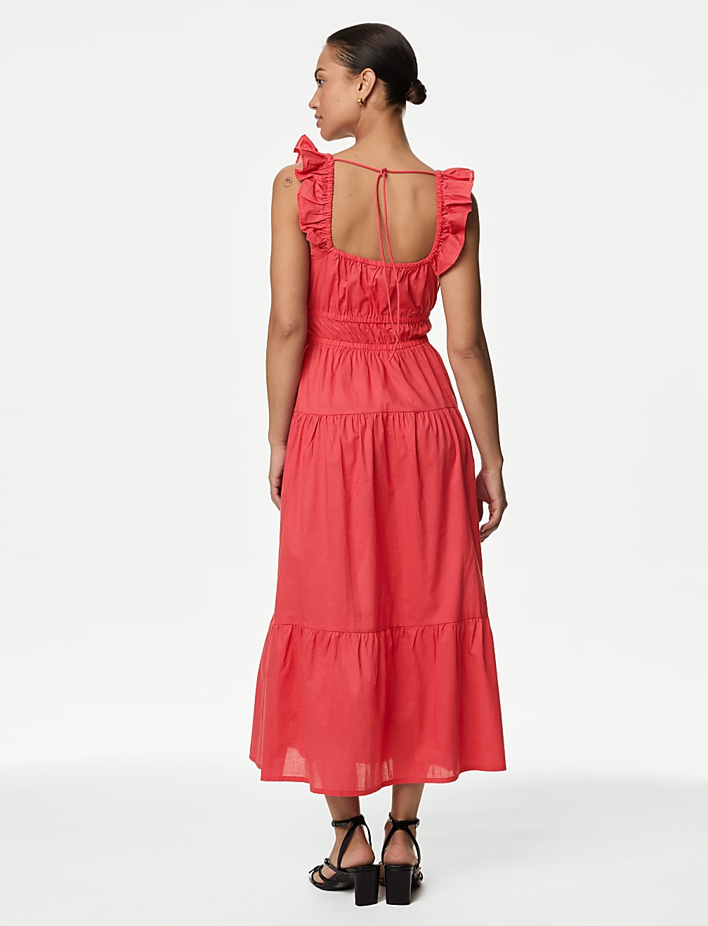Pure Cotton Sweetheart Neckline Midi Dress