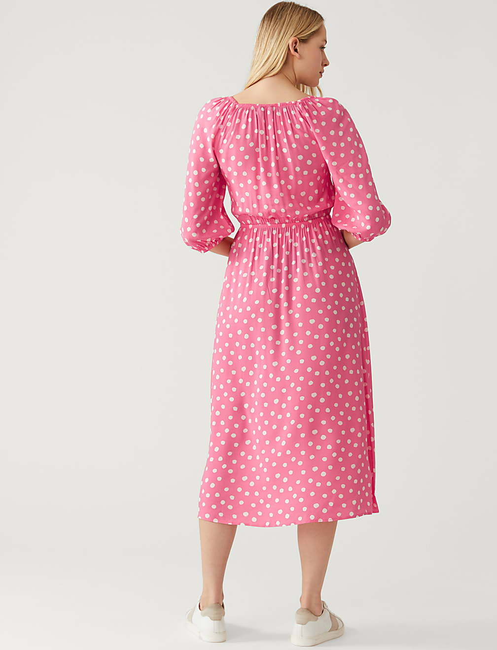 Printed Square Neck Midi Tea Dress