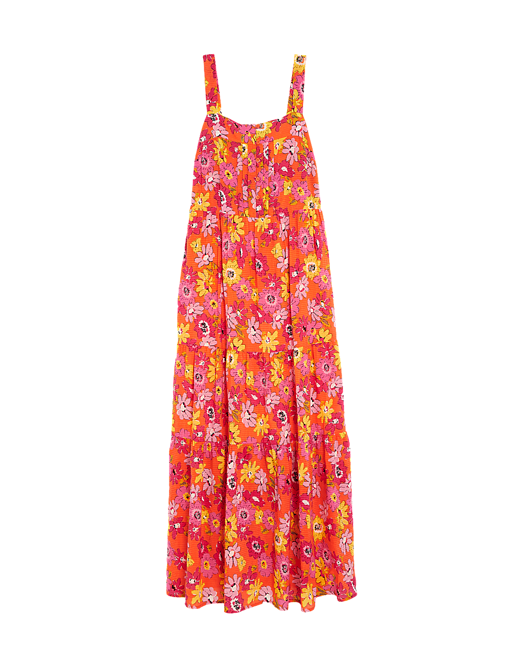 Cotton Blend Printed Maxi Tiered Dress