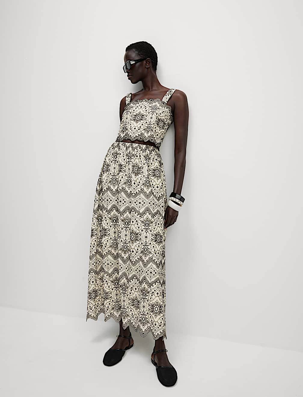 Pure Cotton Embroidered Maxi Circle Skirt