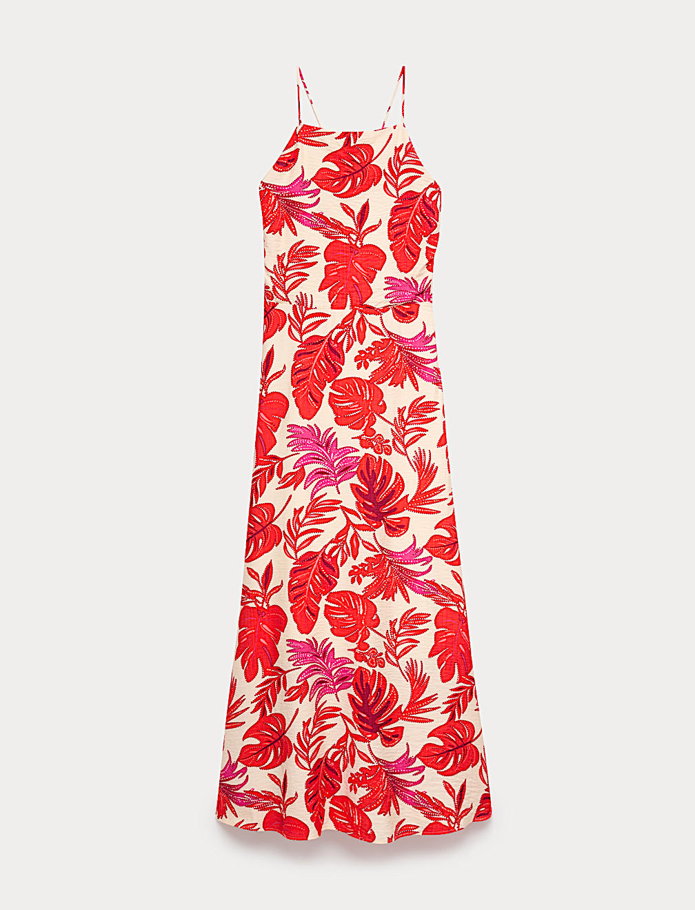 Leaf Print Strappy Midaxi Cami Dress