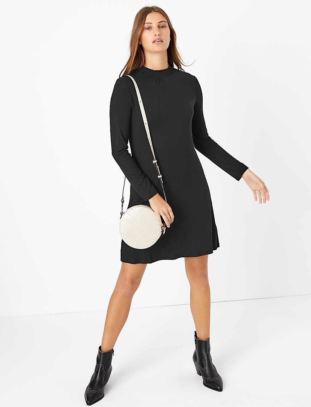 Jersey Long Sleeve Swing Dress