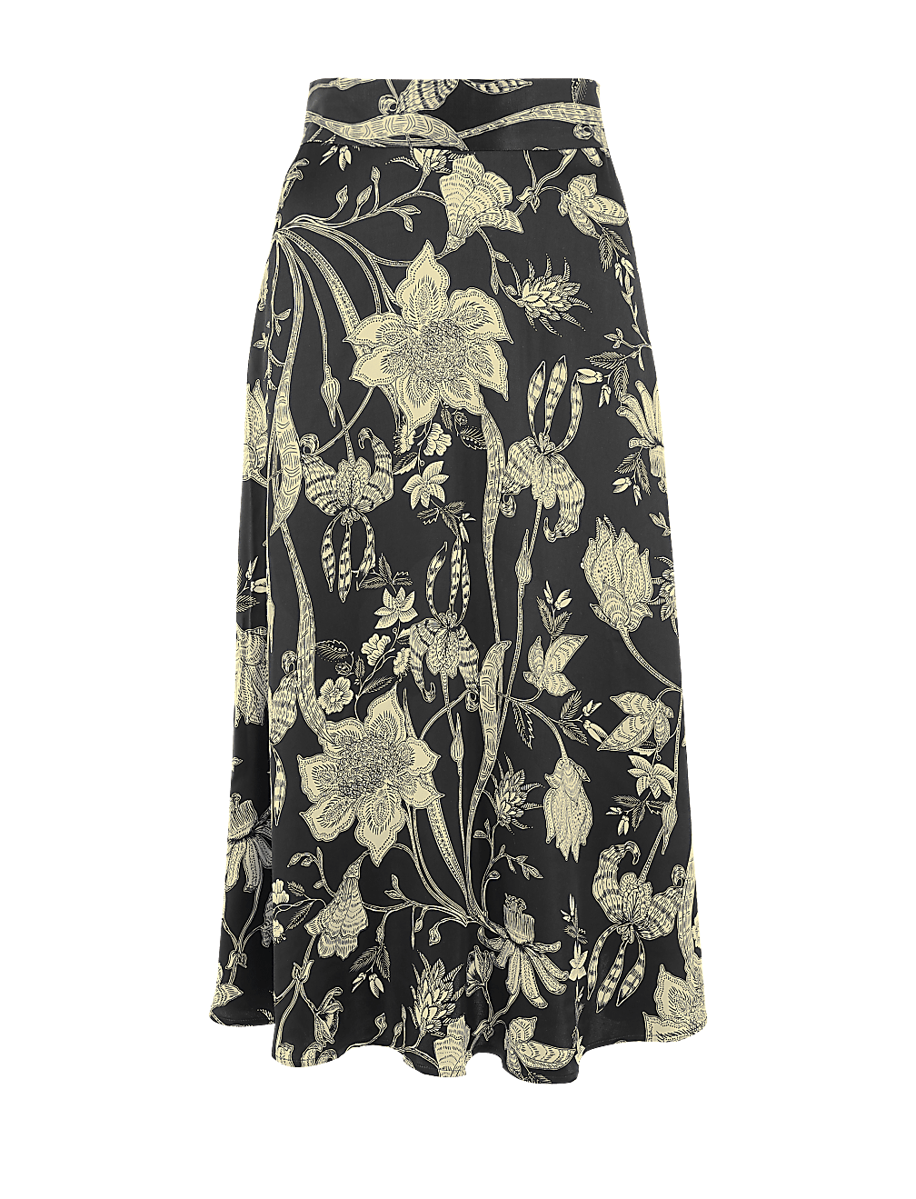 Floral Print Fit & Flare Midi Skirt