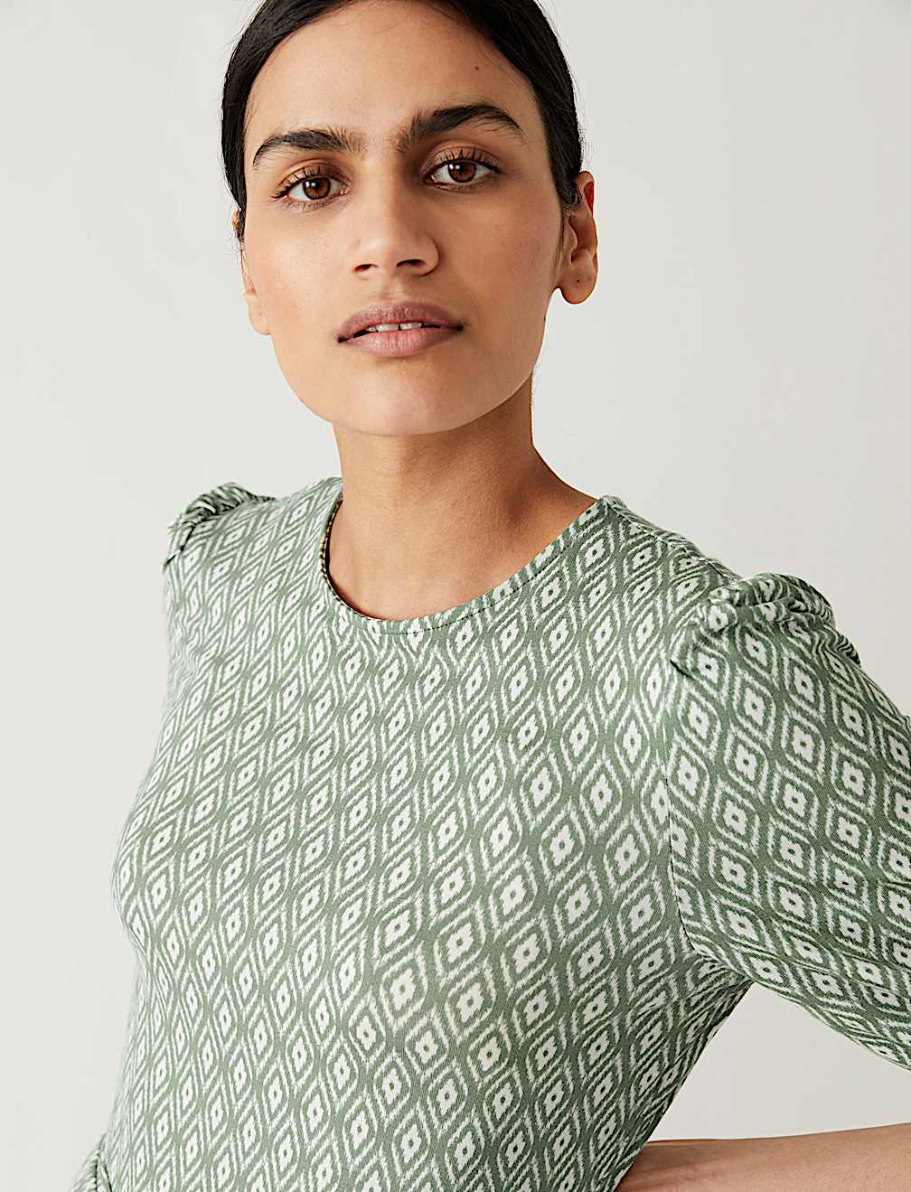 Jersey Printed Belted Midi Tea Dress