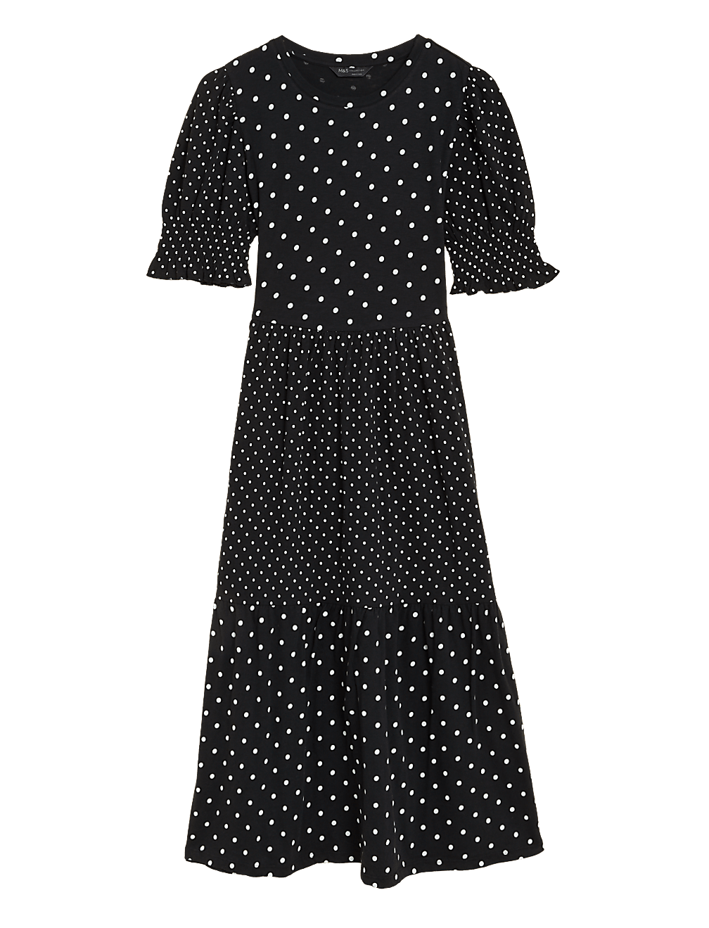 Pure Cotton Jersey Polka Dot Midi Tea Dress