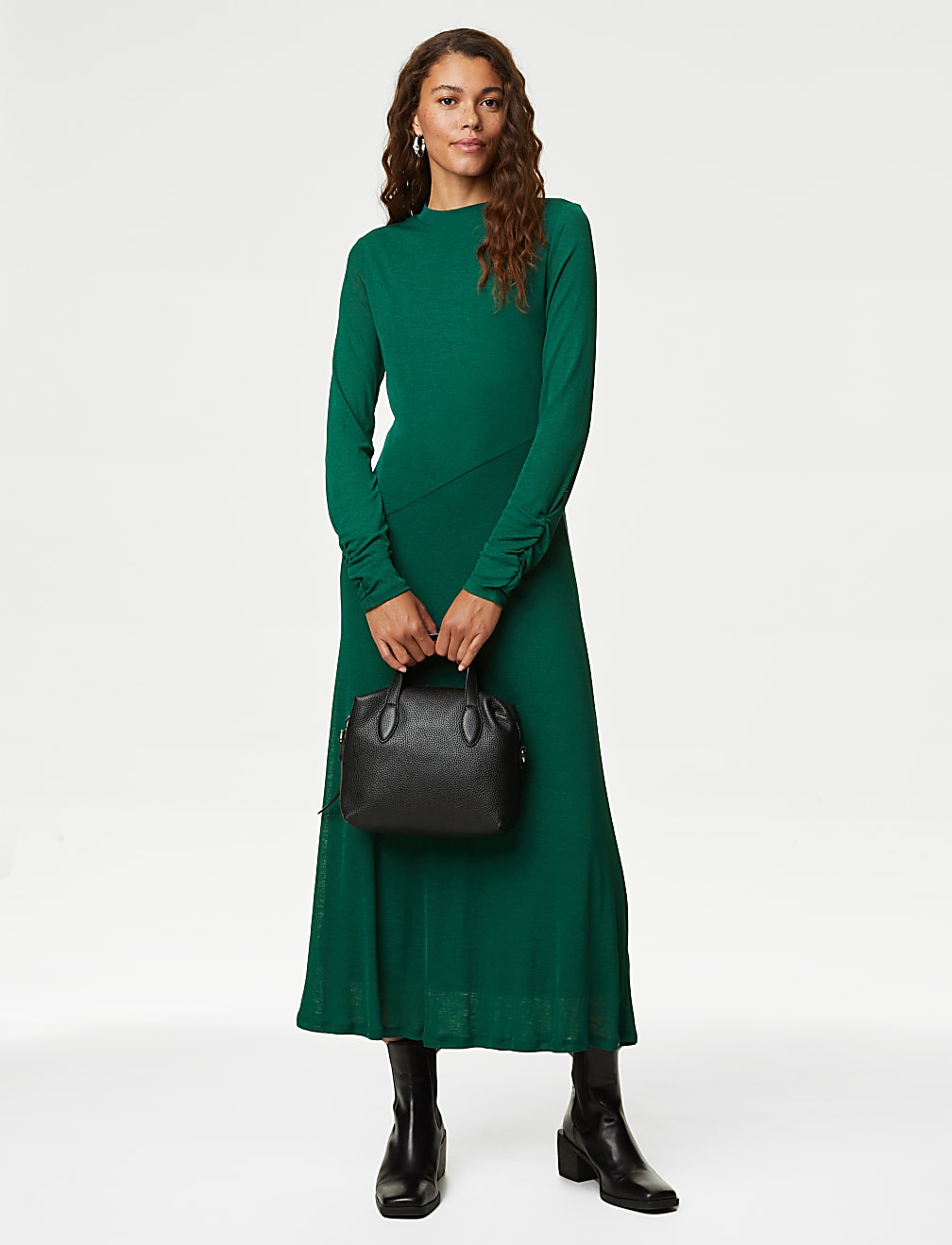 Mesh Jersey Midi Column Dress