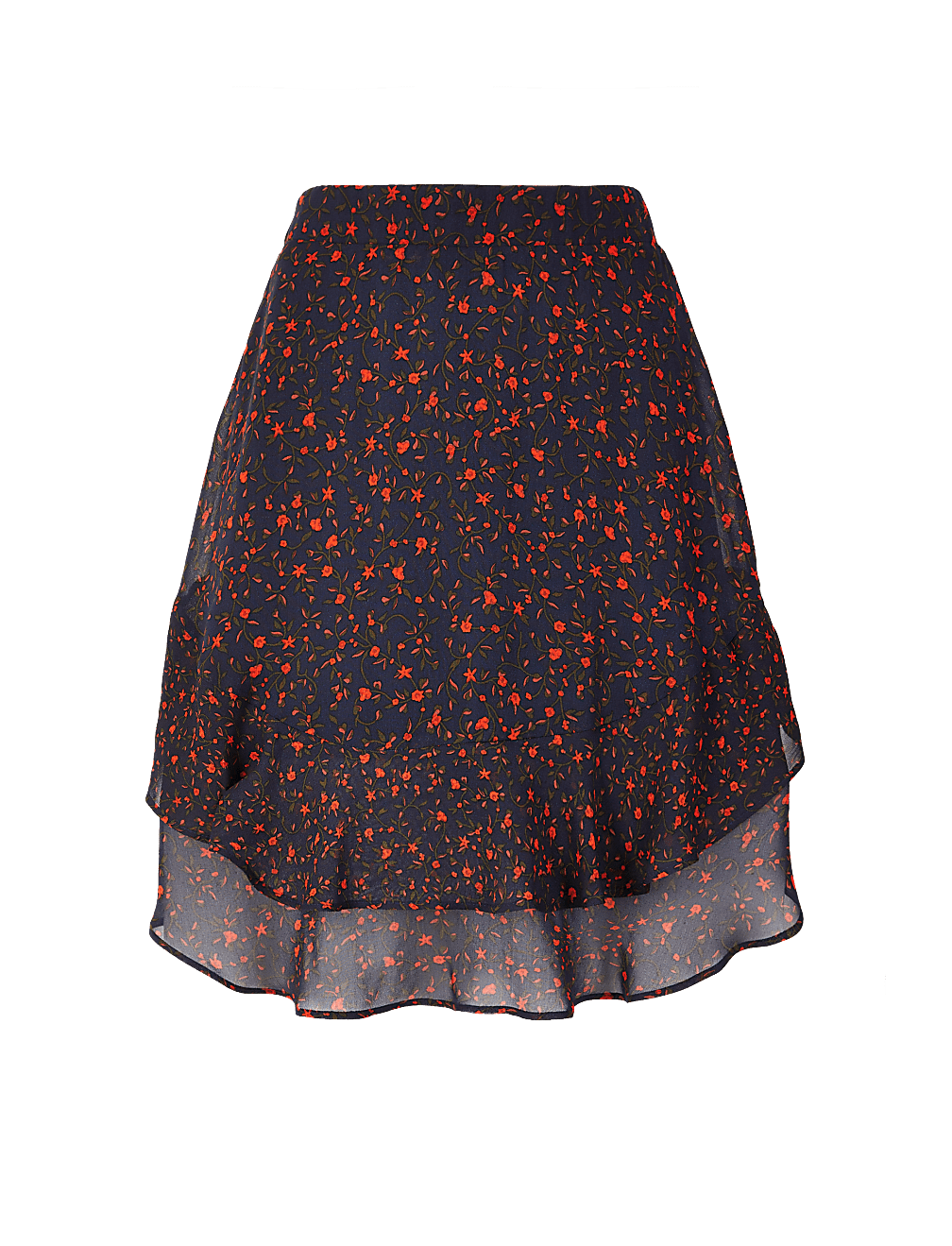 Floral Ruffle Hem Mini Skirt