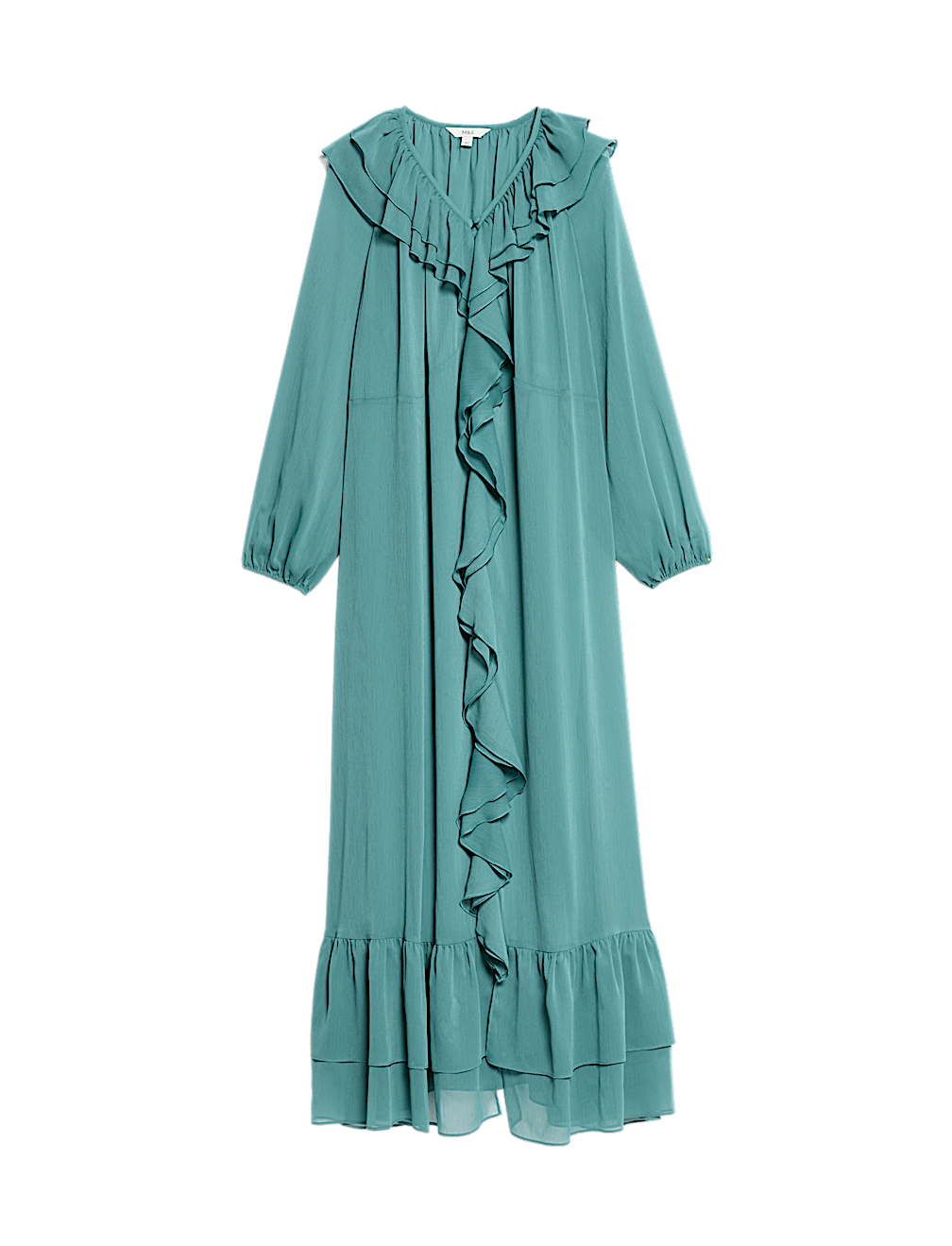 V-Neck Frill Detail Maxi Column Dress