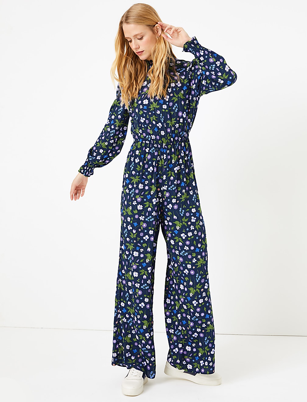 Buy Floral Print Waisted Jumpsuit at Marks Spencer