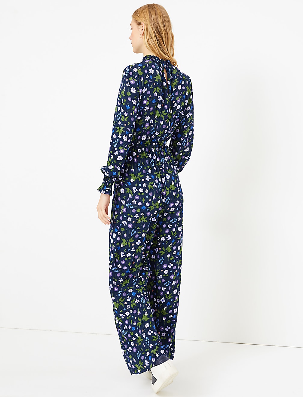 Floral Print Waisted Jumpsuit
