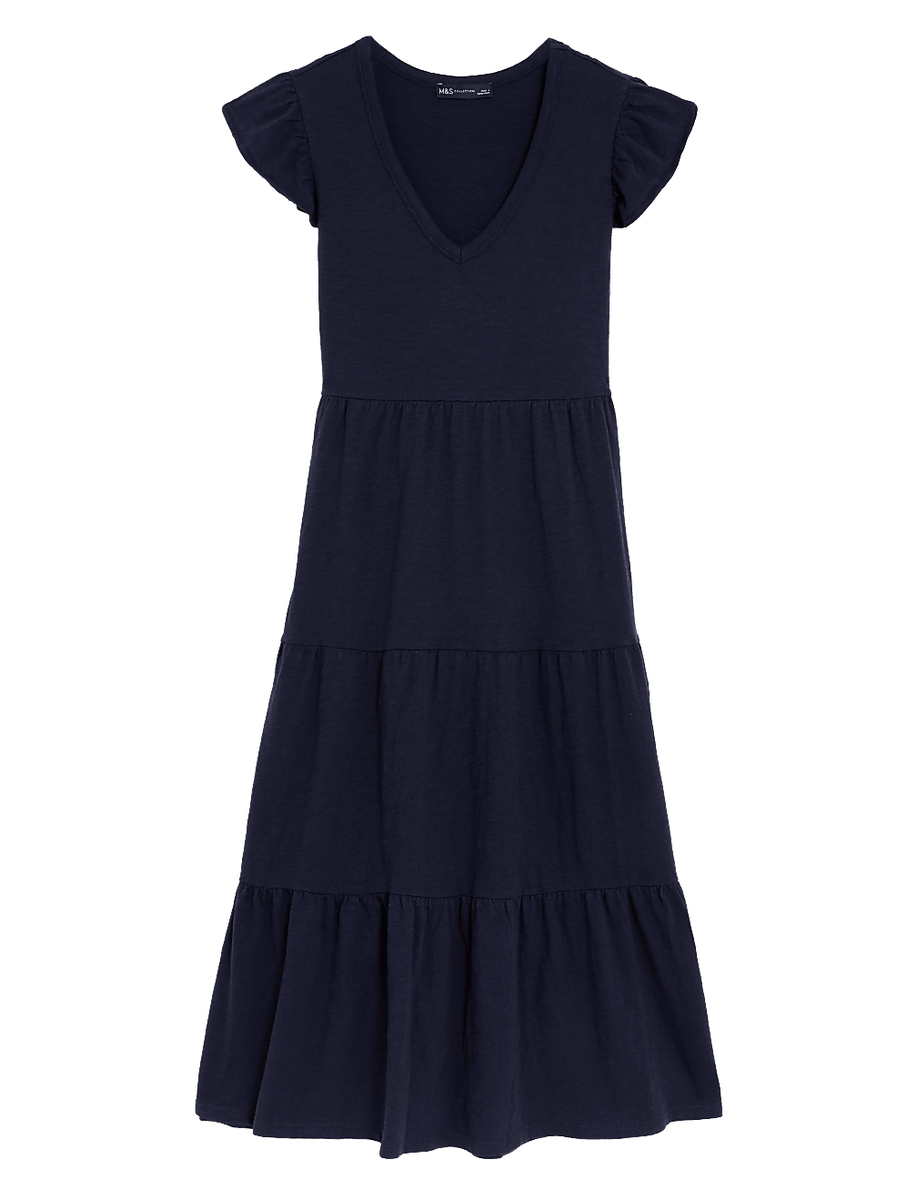 Pure Cotton Jersey Midi Tiered Dress