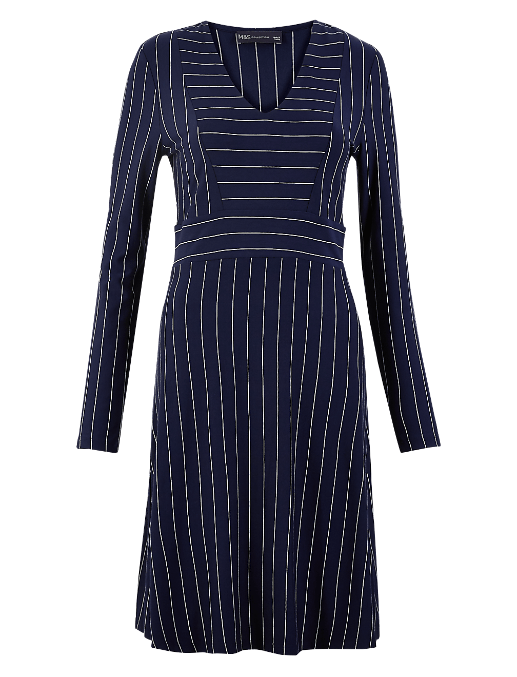 Jersey Striped Fit & Flare Mini Dress