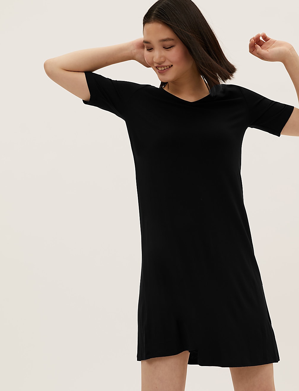 Jersey V-Neck Knee Length Swing Dress