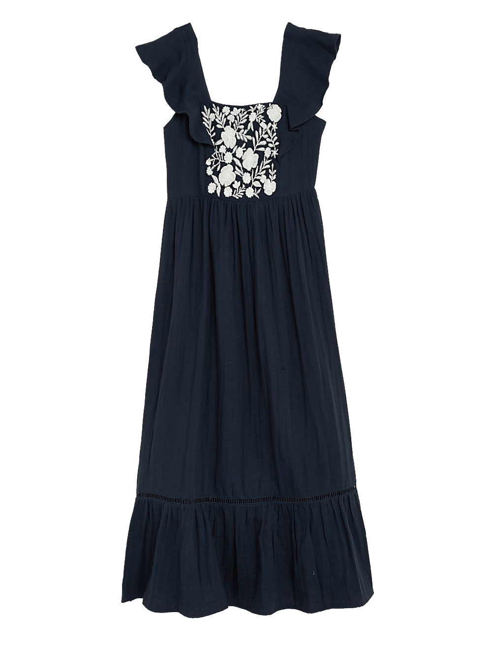 Pure Cotton Embroidered Midaxi Column Dress