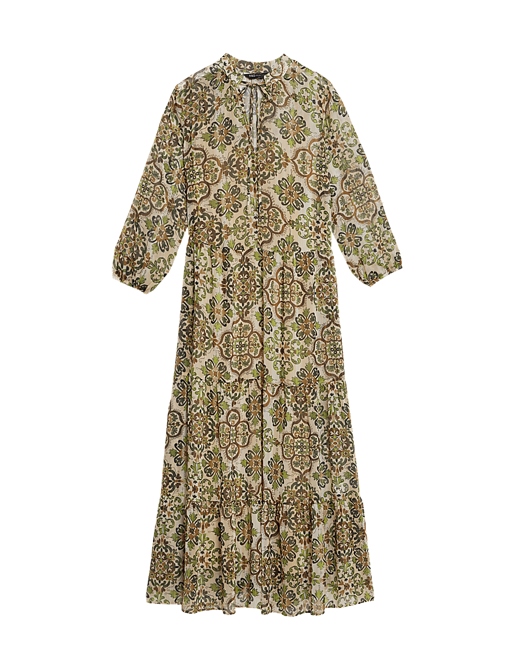 Printed V-Neck Midaxi Tiered Dress