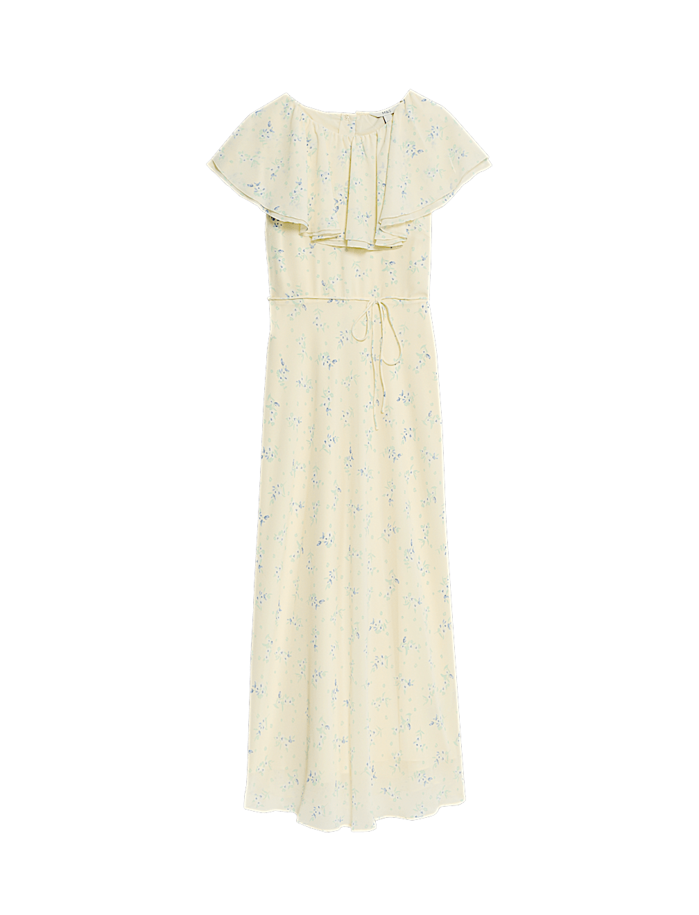 Printed Cape Detail Maxi Tea Dress