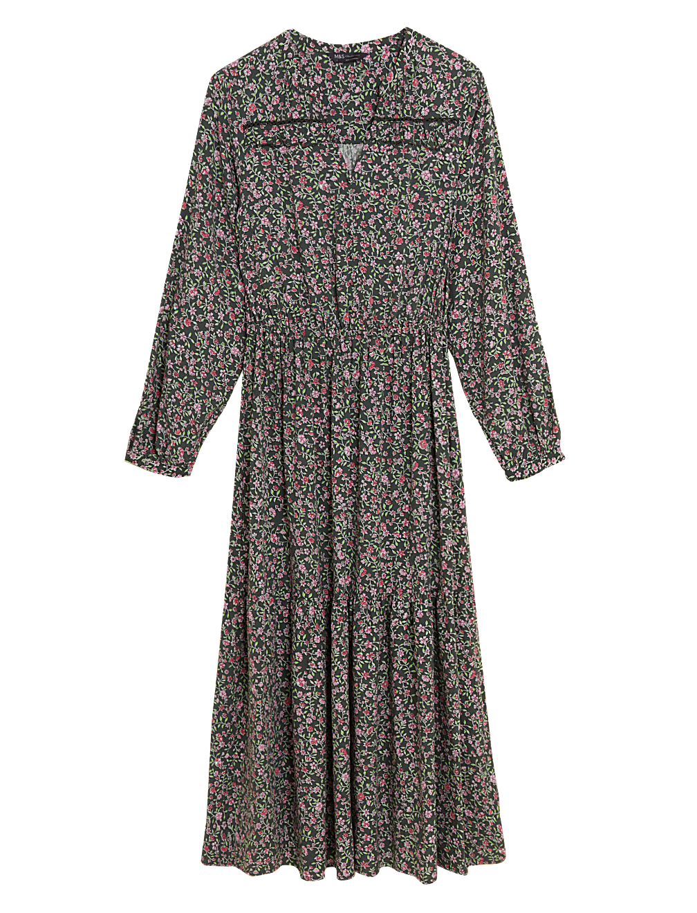 Floral V-Neck Midaxi Tiered Dress