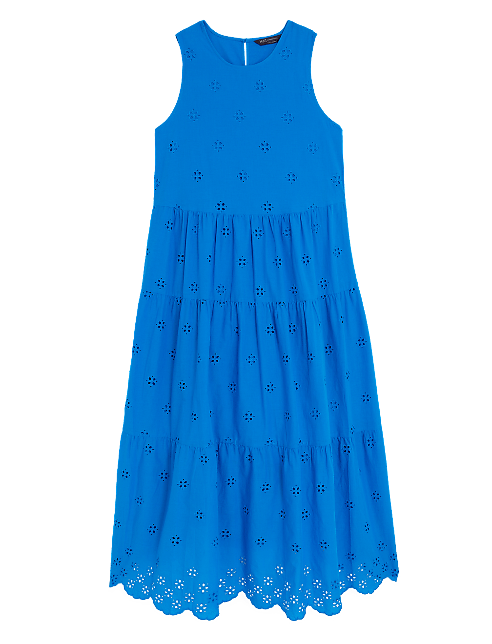 Pure Cotton Cutwork Maxi Tiered Dress