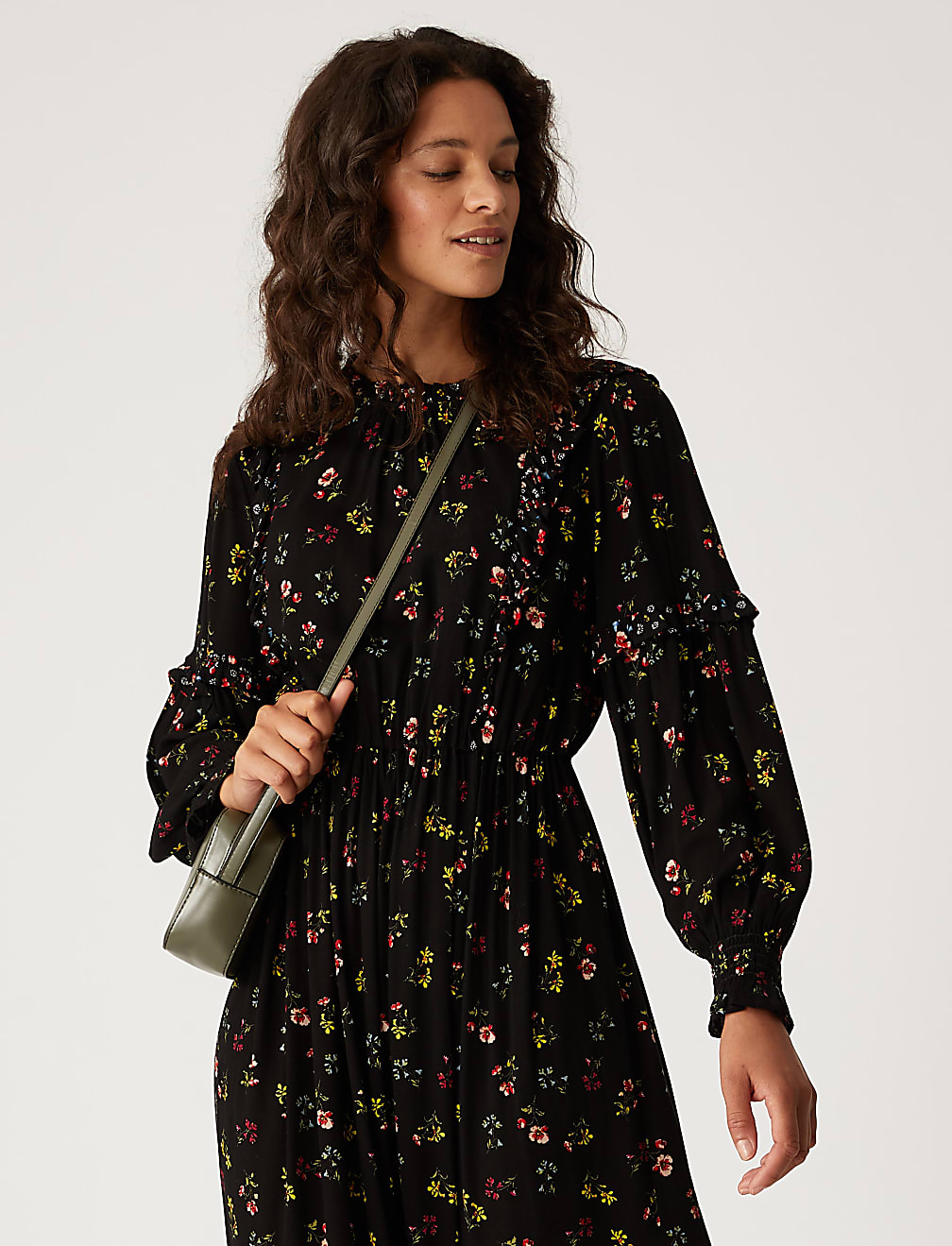 Floral Ruffle Midi Dress