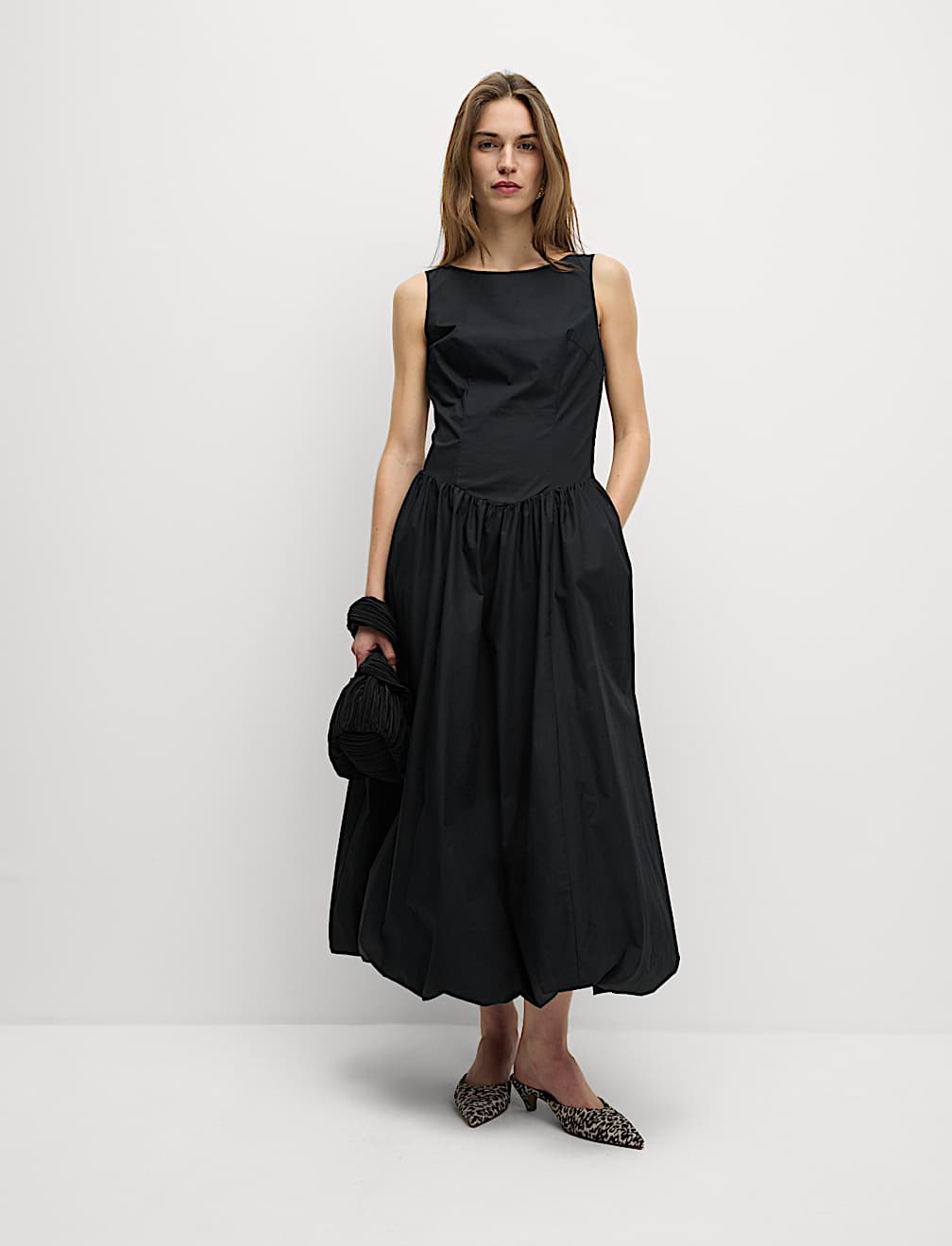 Pure Cotton Bubble Hem Midaxi Dress