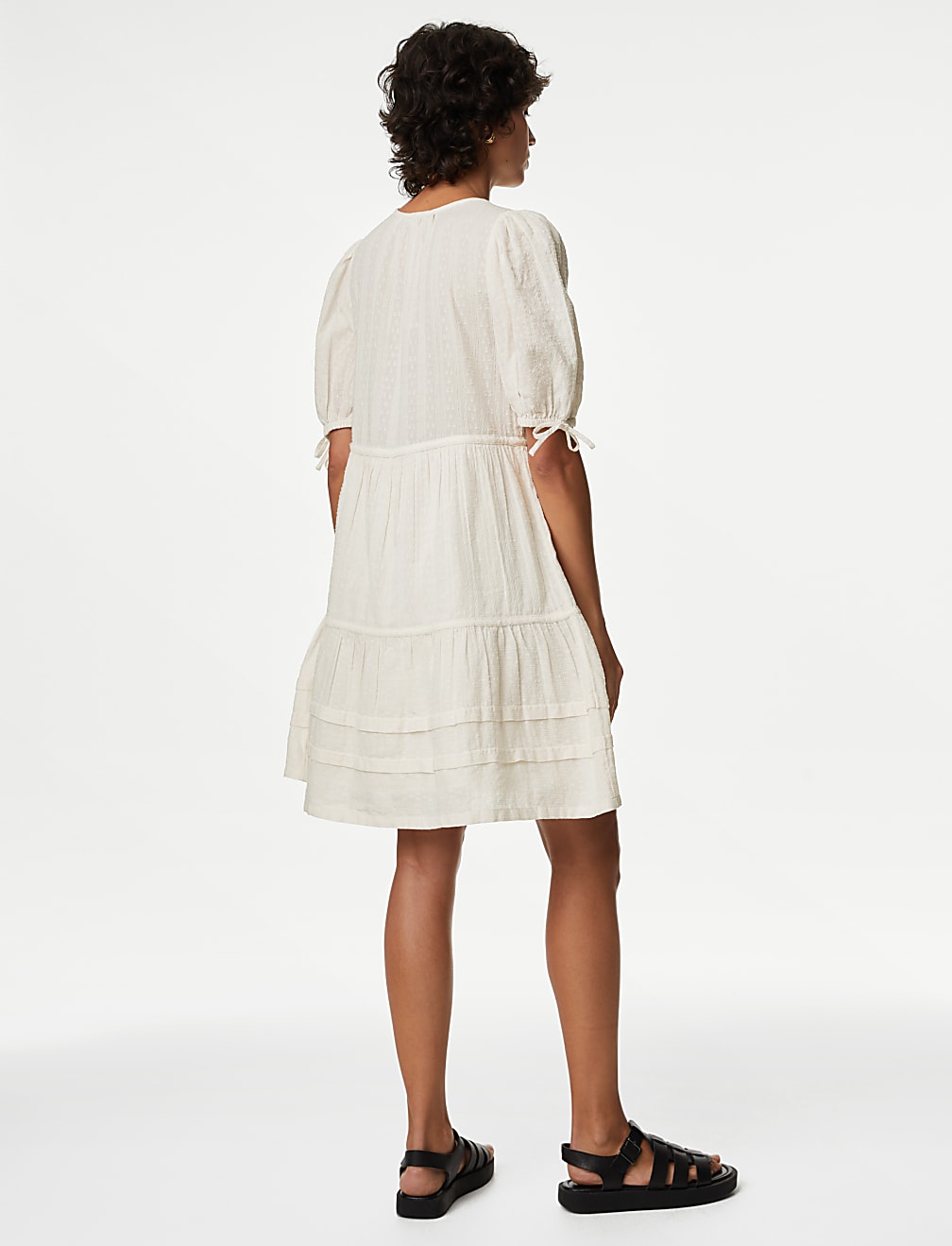 Pure Cotton V-Neck Mini Tiered Dress