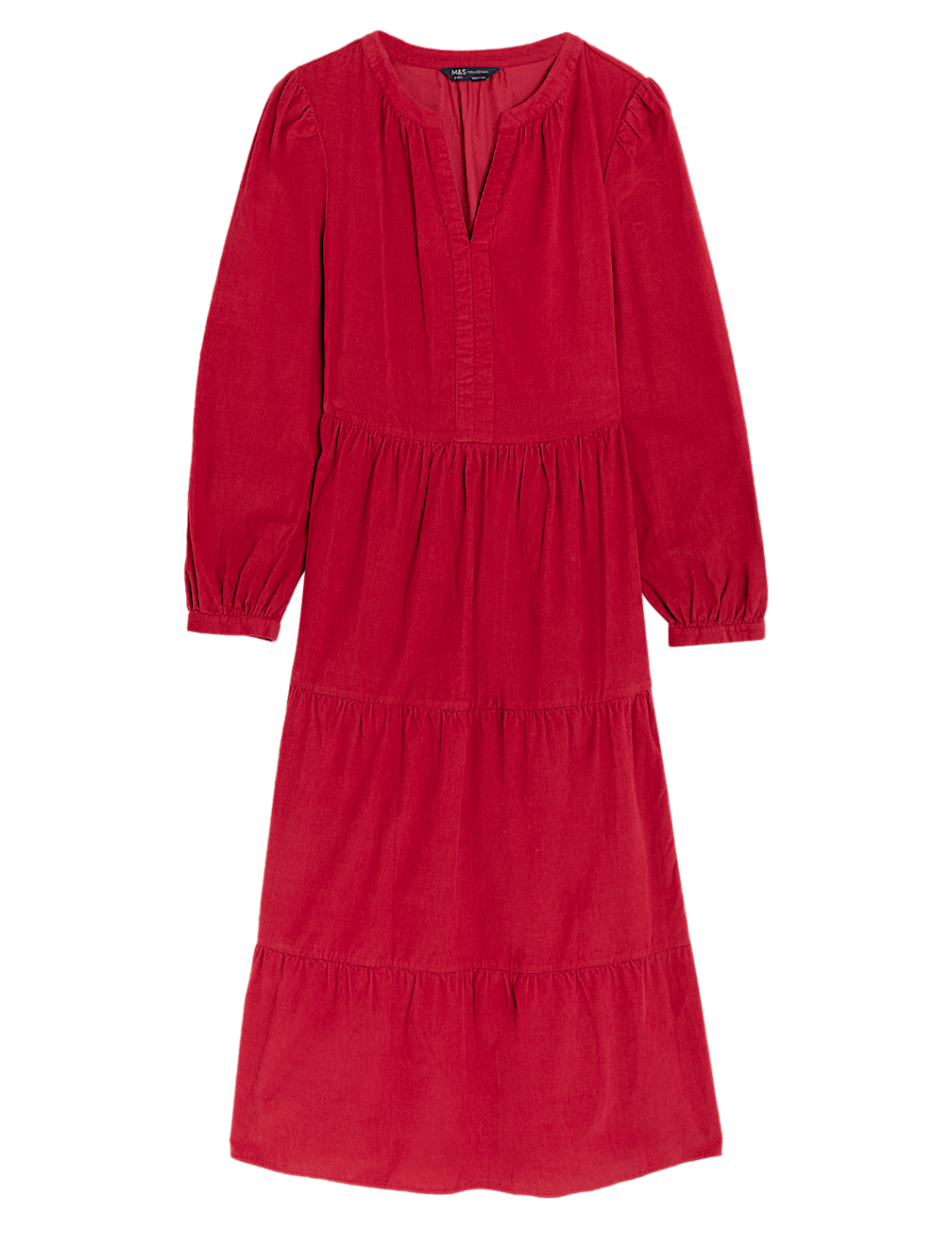 Pure Cotton Cord Midi Tiered Dress